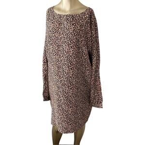 LOFT Animal Print Long Sleeve Women Large Dress